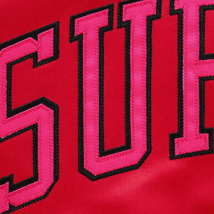 Supreme Mitchell Ness Lined Hooded Satin Varsity Jacket Red