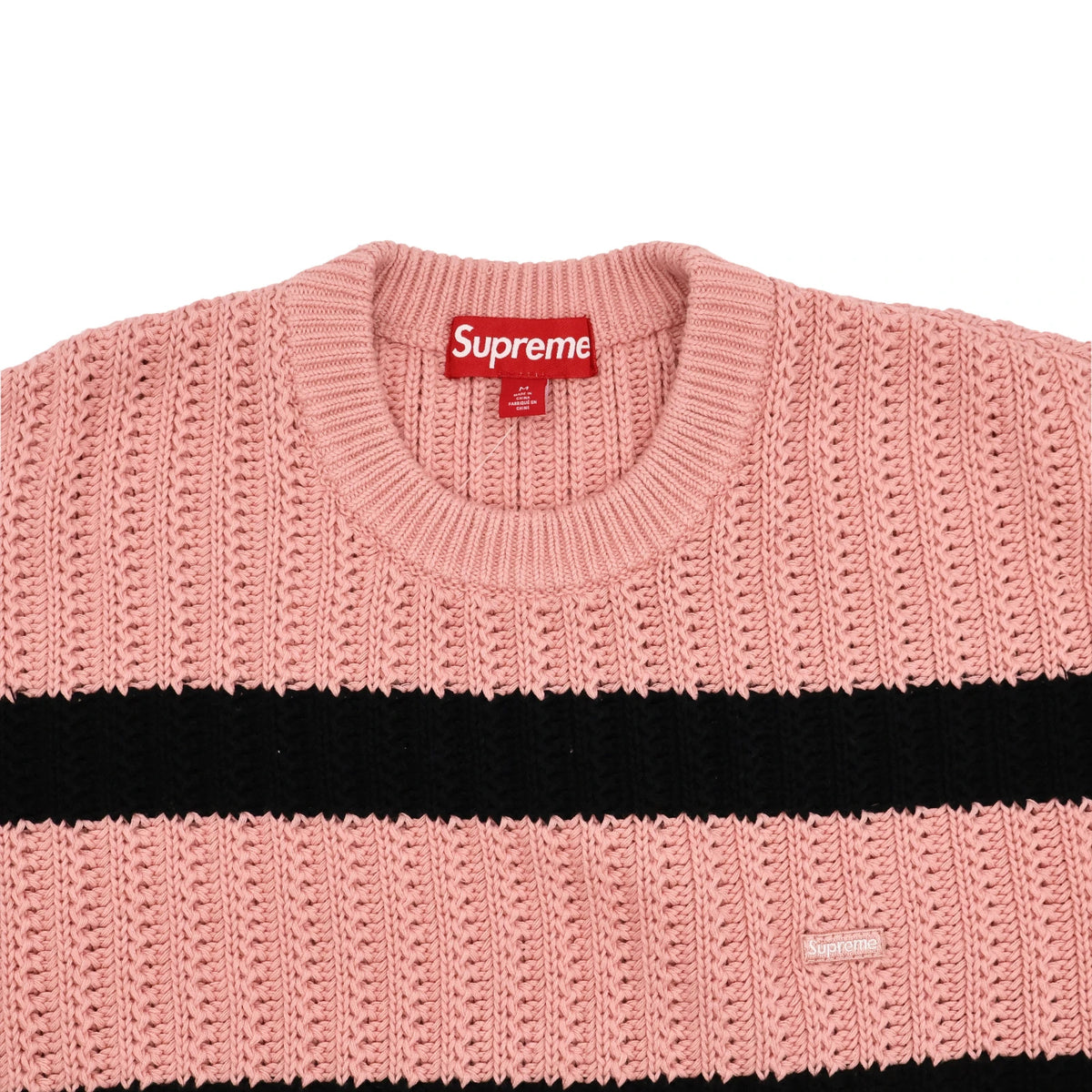 Supreme Loose Gauge Stripe Small Box Sweater Pink