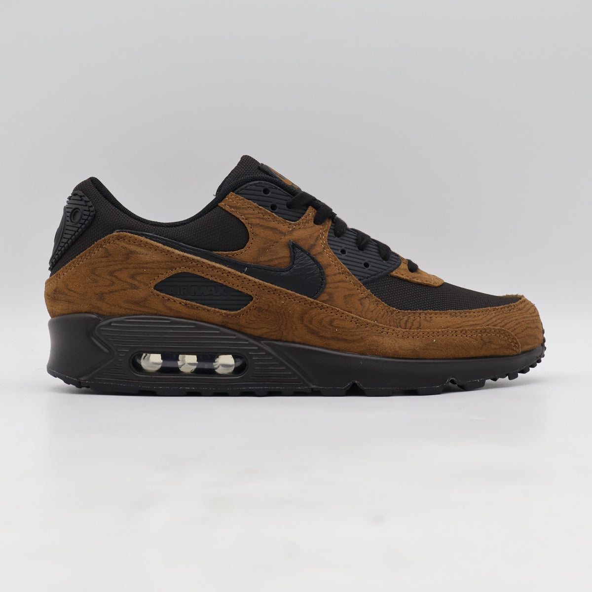 IQ0283-281 Nike Air Max 90 Premium Light British Tan Velvet Brown Black (Men's)
