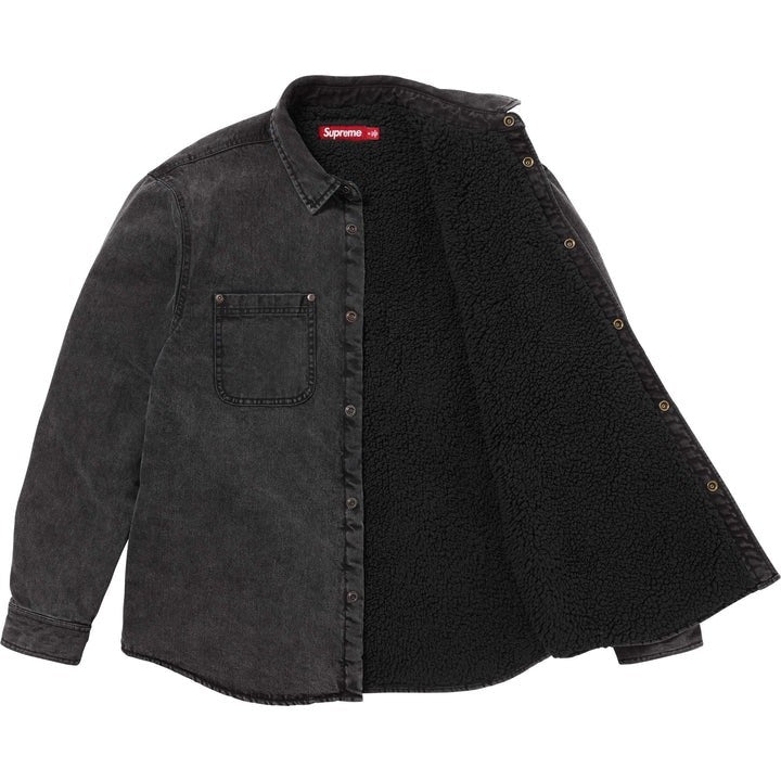 Supreme Shearling Lined Denim Work Shirt Black