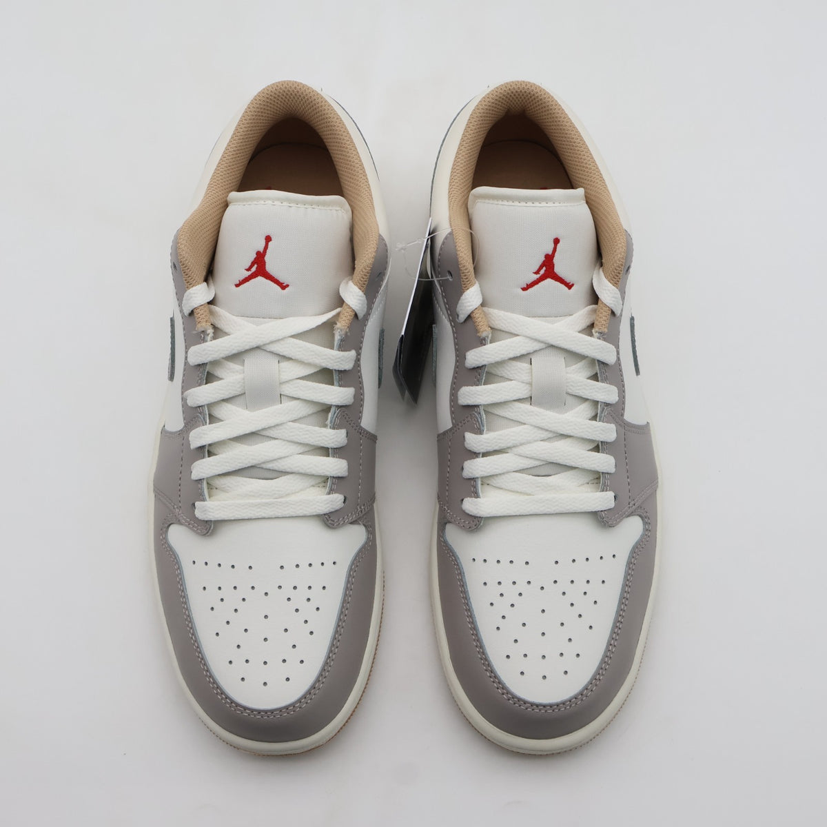 553558-169 Nike Air Jordan 1 Low Sail Fire Red College Grey Hemp Pale (Men's)
