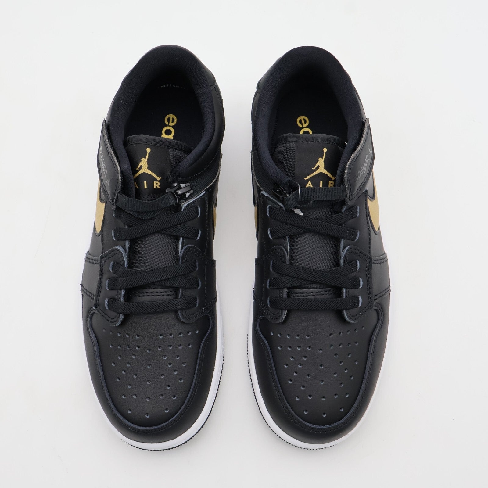 DM1206-071 Nike Air Jordan 1 Low FlyEase Black White Metallic Gold (Men's)