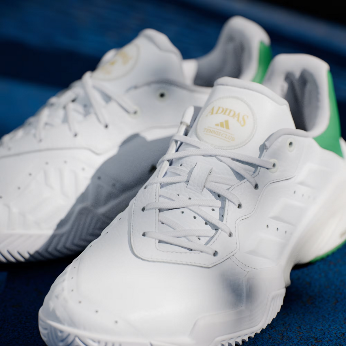 JP7237 adidas Barricade 13 Leather Tennis Gold Metallic/Cloud White (Men's)