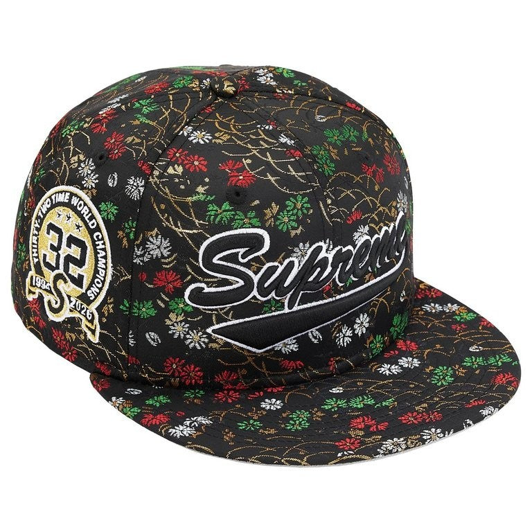 Supreme Floral Jacquard New Era Black