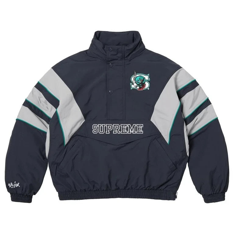 Supreme SALEM Half Zip Stadium Jacket Navy