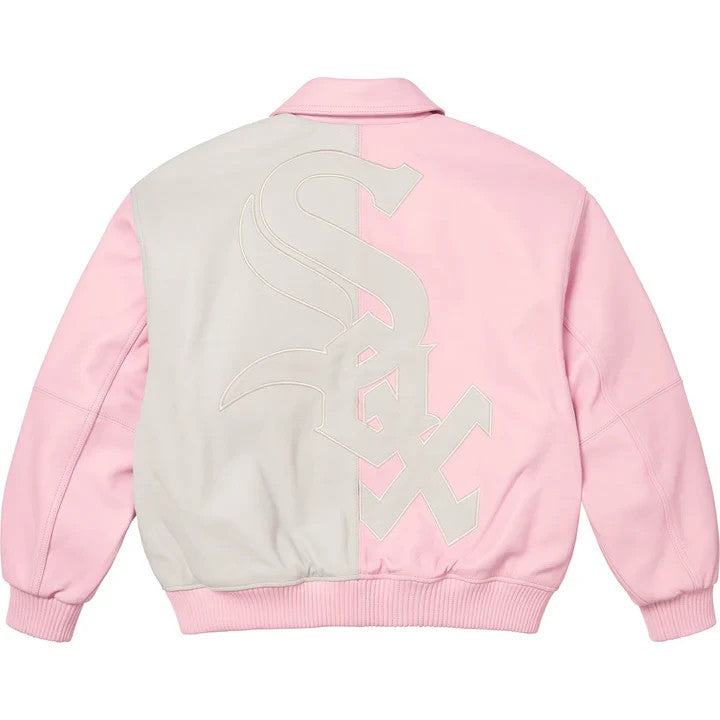 Supreme Chicago White Sox Leather Varsity Jacket Pink
