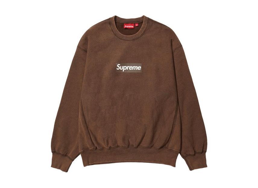 Supreme Washed Box Logo Crewneck Brown