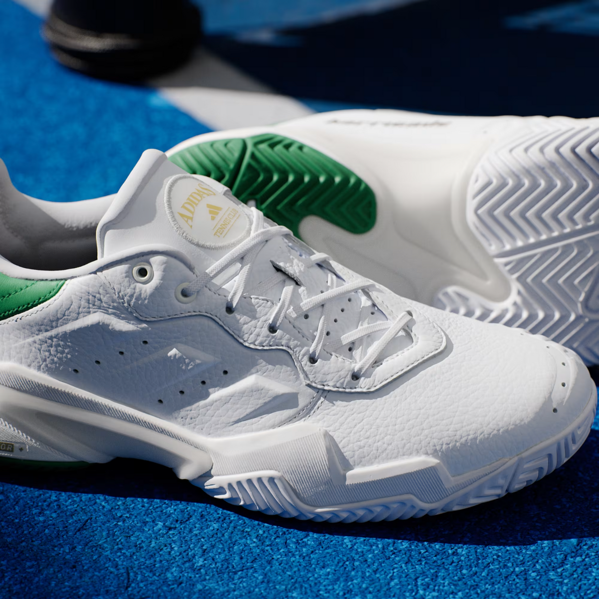 JP7237 adidas Barricade 13 Leather Tennis Gold Metallic/Cloud White (Men's)