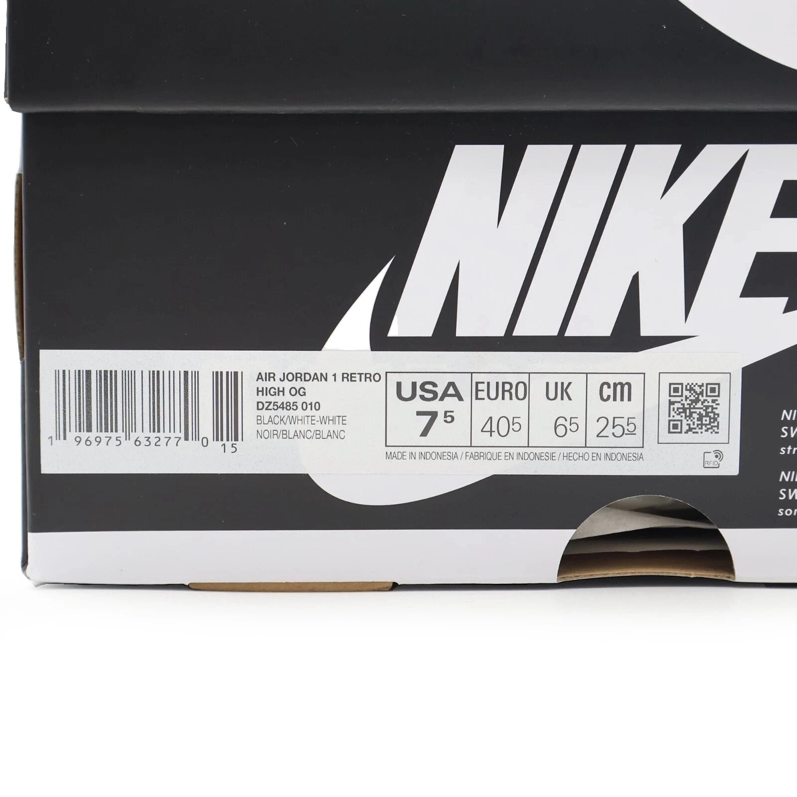 DZ5485-010 Nike Air Jordan 1 Retro High OG Black White (Men's)