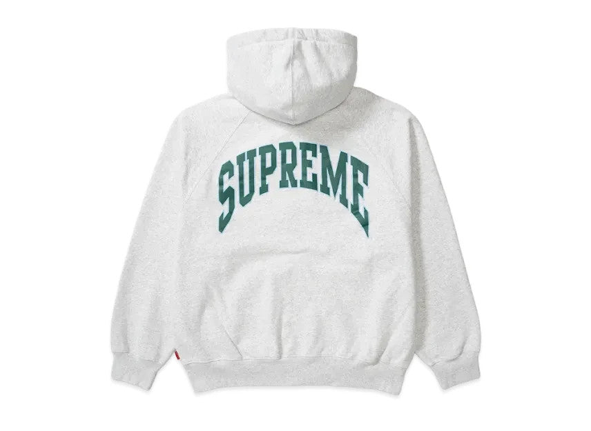 Supreme Cracked Raglan Zip Up Hooded Sweatshirt "Ash Grey"