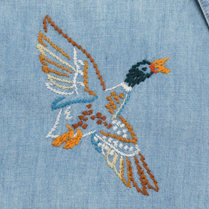 HUMAN MADE Embroidered Chambray Shirt Blue
