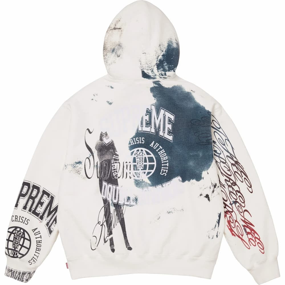Supreme Overprint Hooded Sweatshirt White