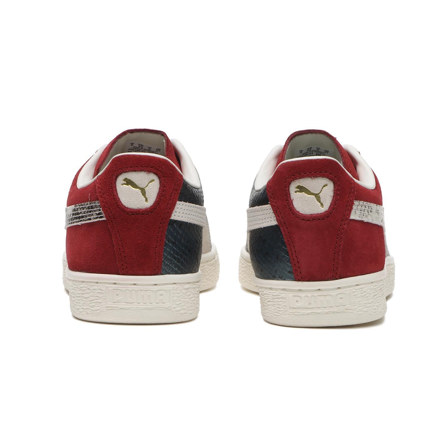 398706-01 Puma Suede Split Intense Red Cold Green Frosted Ivory (Men's)
