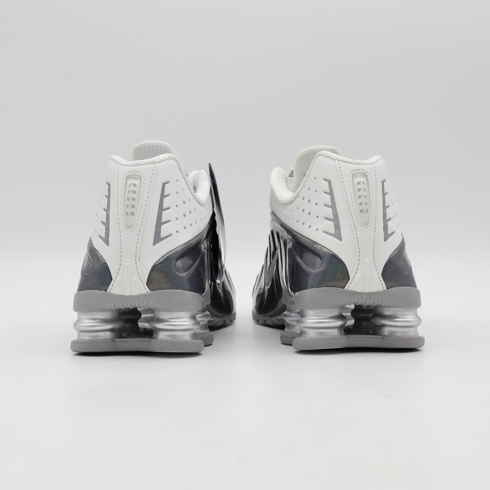 IB7703-100 Nike Shox R4 Summit White and Metallic Silver (Women's)