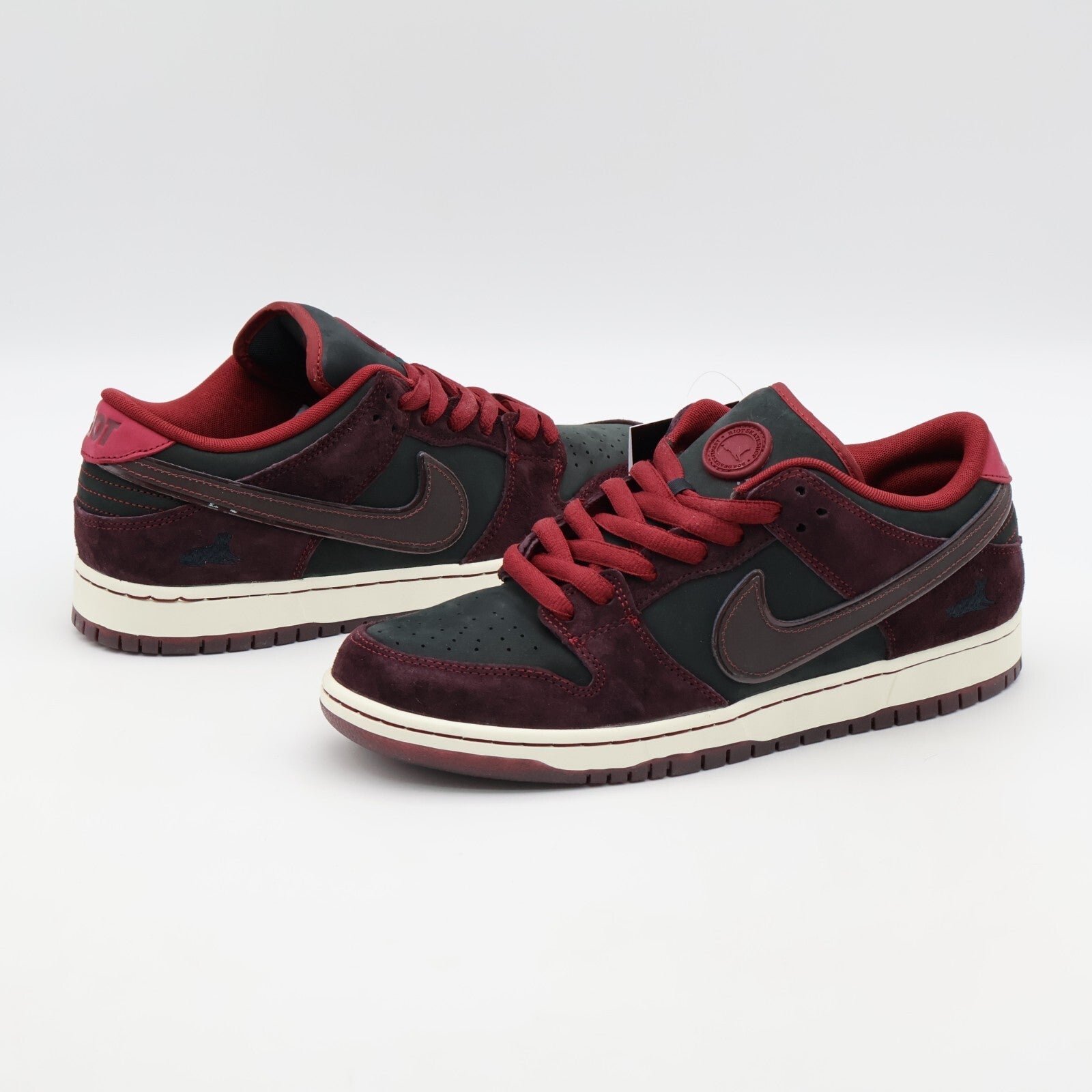 FZ1289-200 Riot Skateshop Nike SB Dunk Low Pro QS Mahogany and Team Red (Men's)