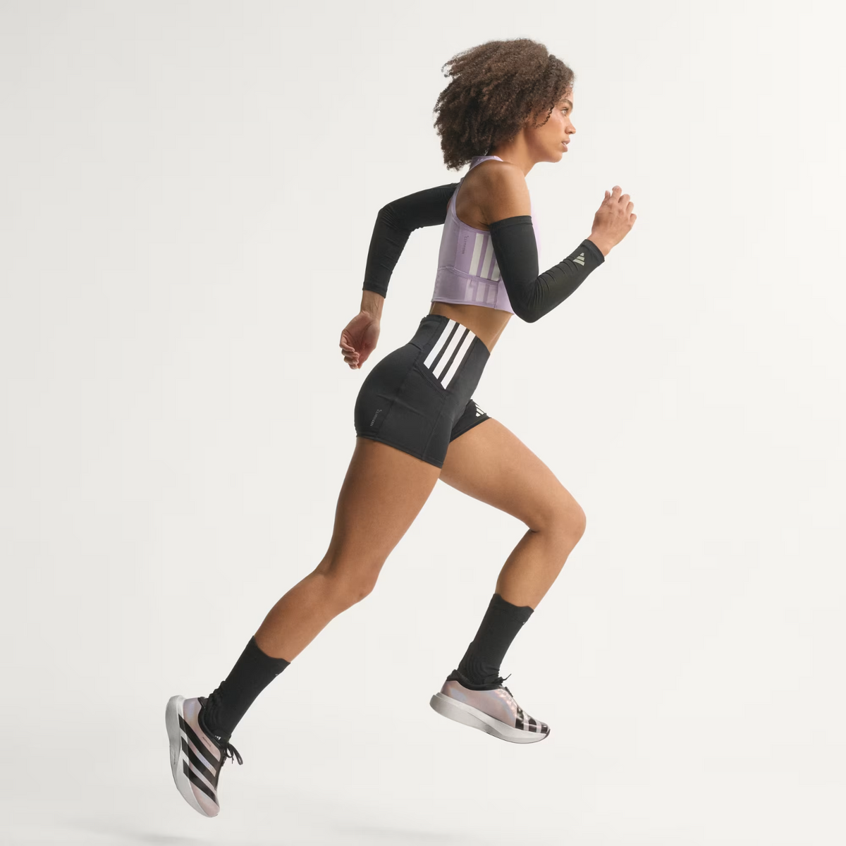 KH7788 adidas Adizero Evo SL Zip "Silver Metallic/Black" (Women's)