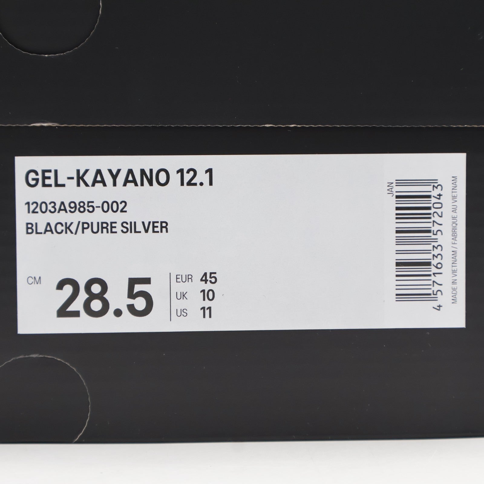 1203A985-002 Liberaiders Asics Gel-Kayano 12.1 Black Pure Silver (Men's)
