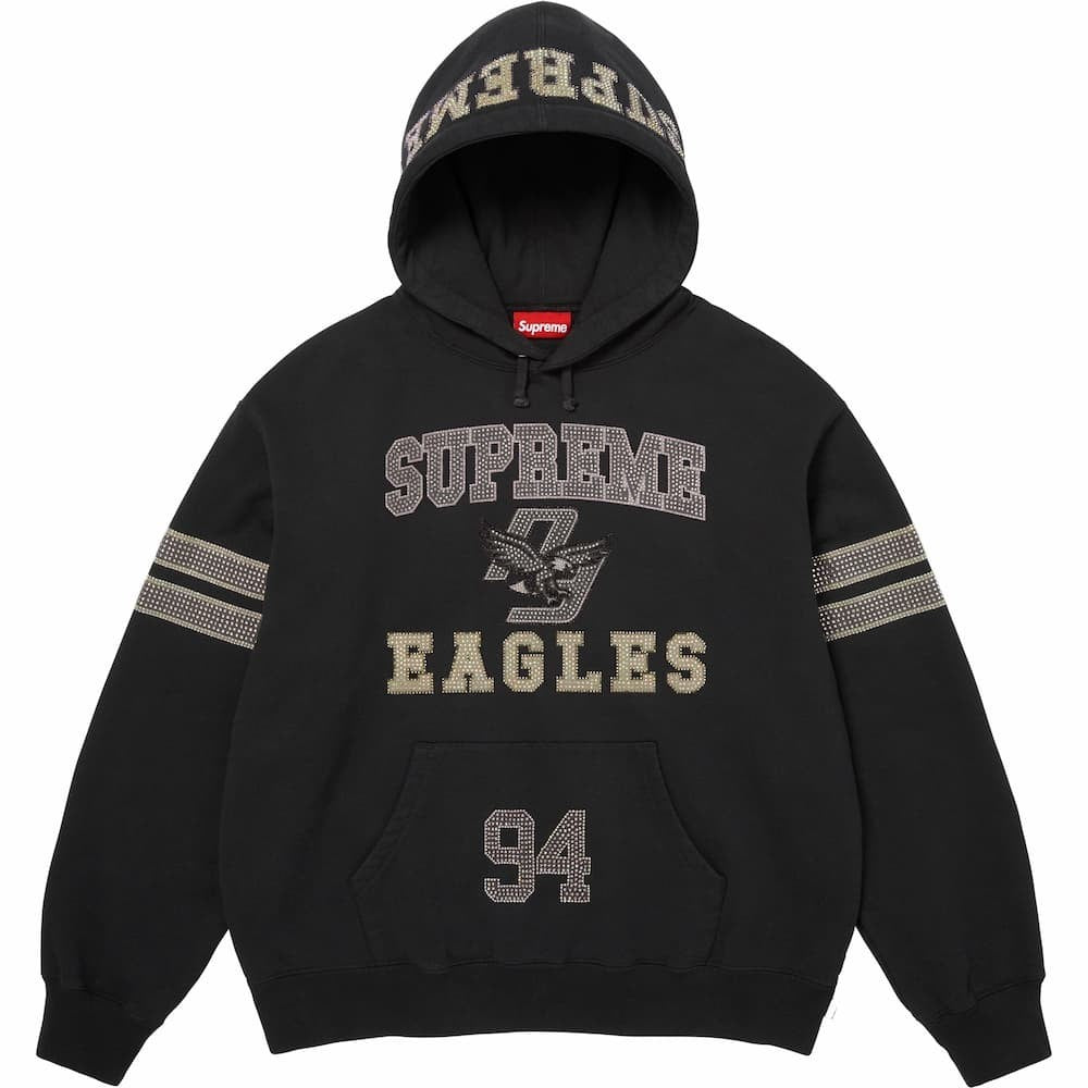 Supreme Rhinestone Eagle Hooded Sweatshirt Black