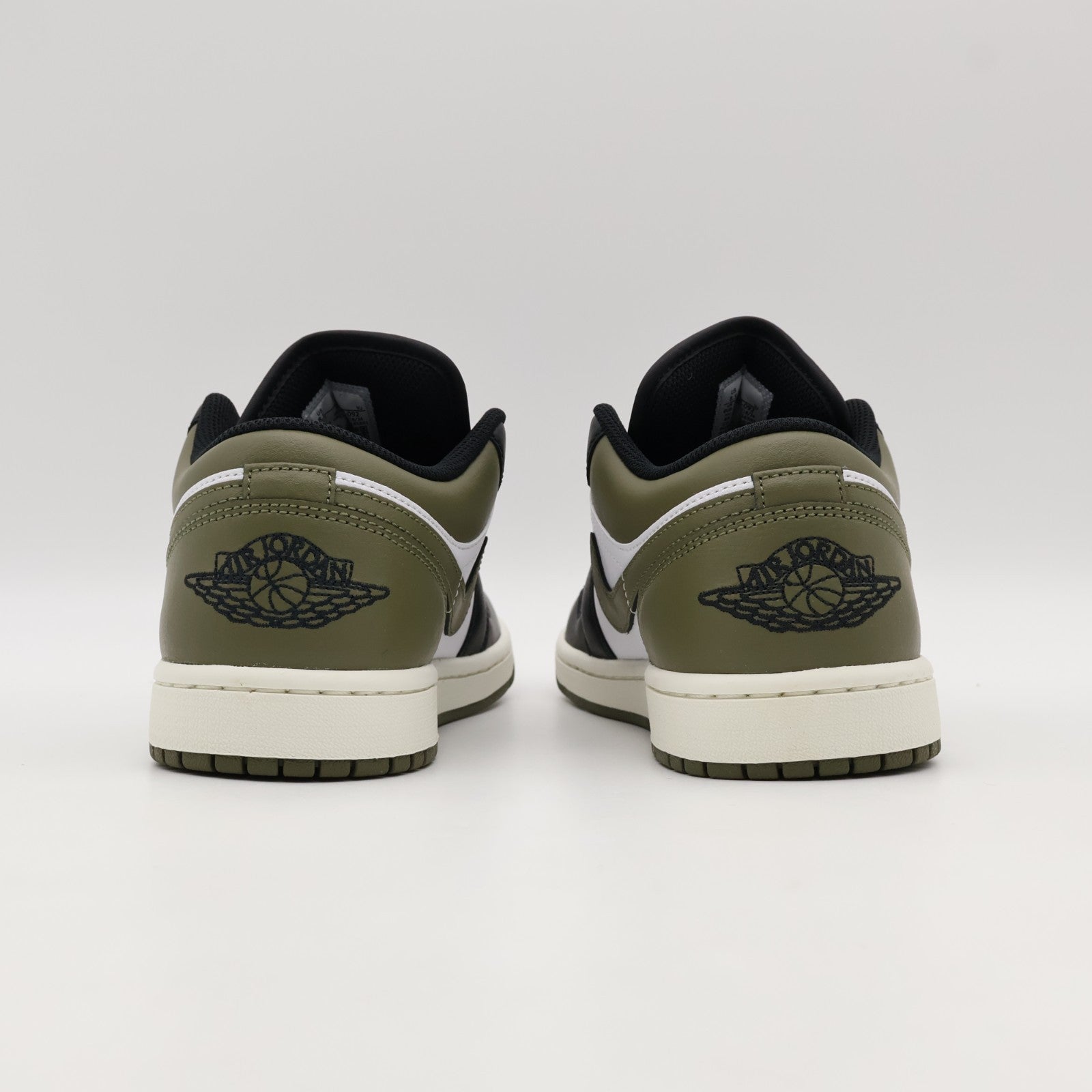 553558-092 Nike Air Jordan 1 Low Black Medium Olive White (Men's)
