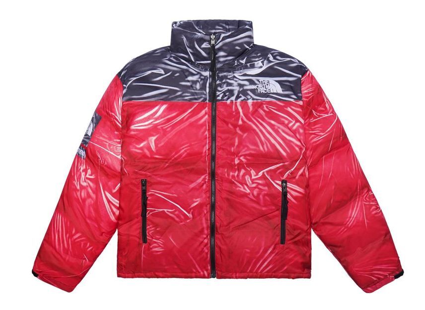 Supreme The North Face Trompe Loeil Printed Nuptse Jacket Red