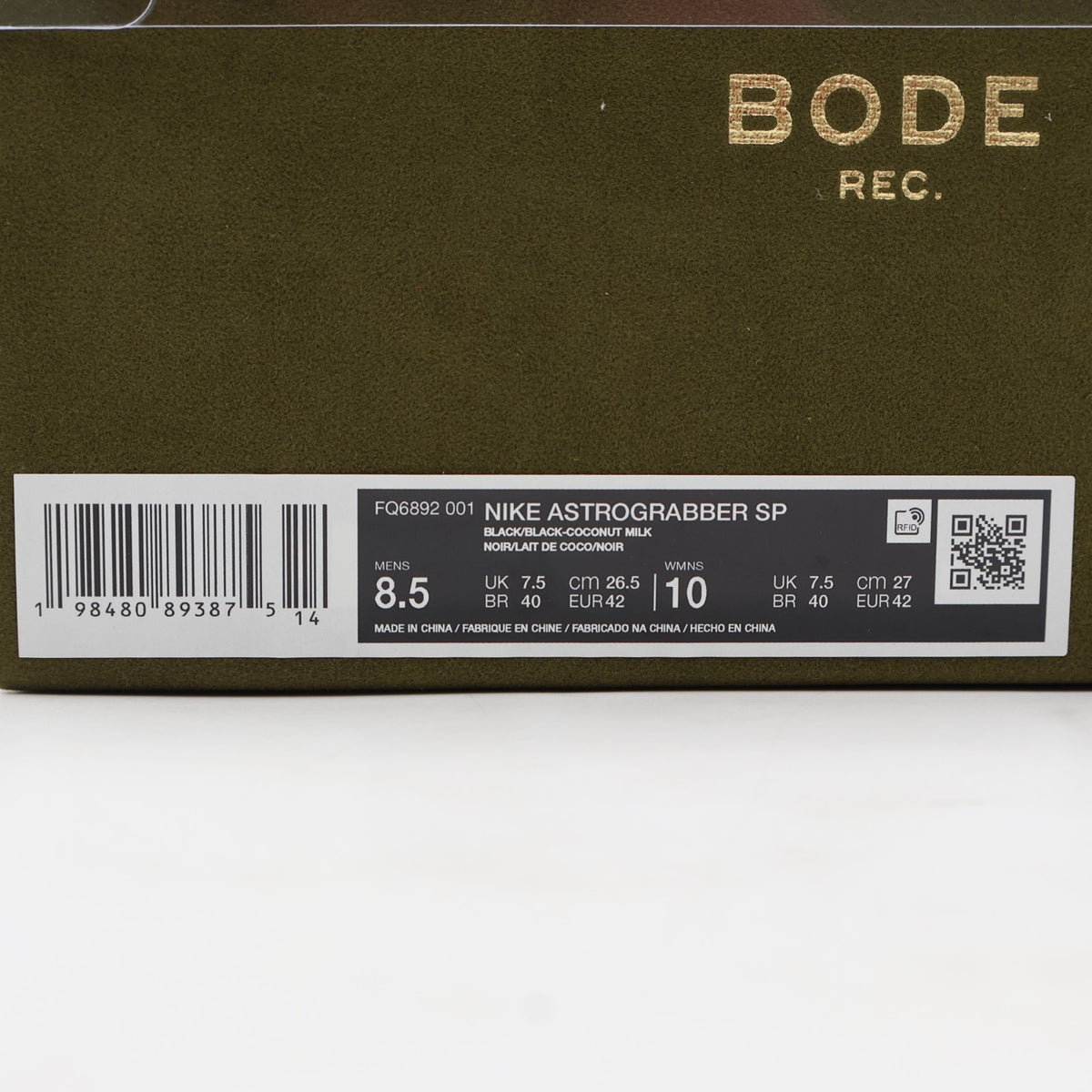 FQ6892-001 Bode Nike Astro Grabber Black Coconut Milk (Men's)
