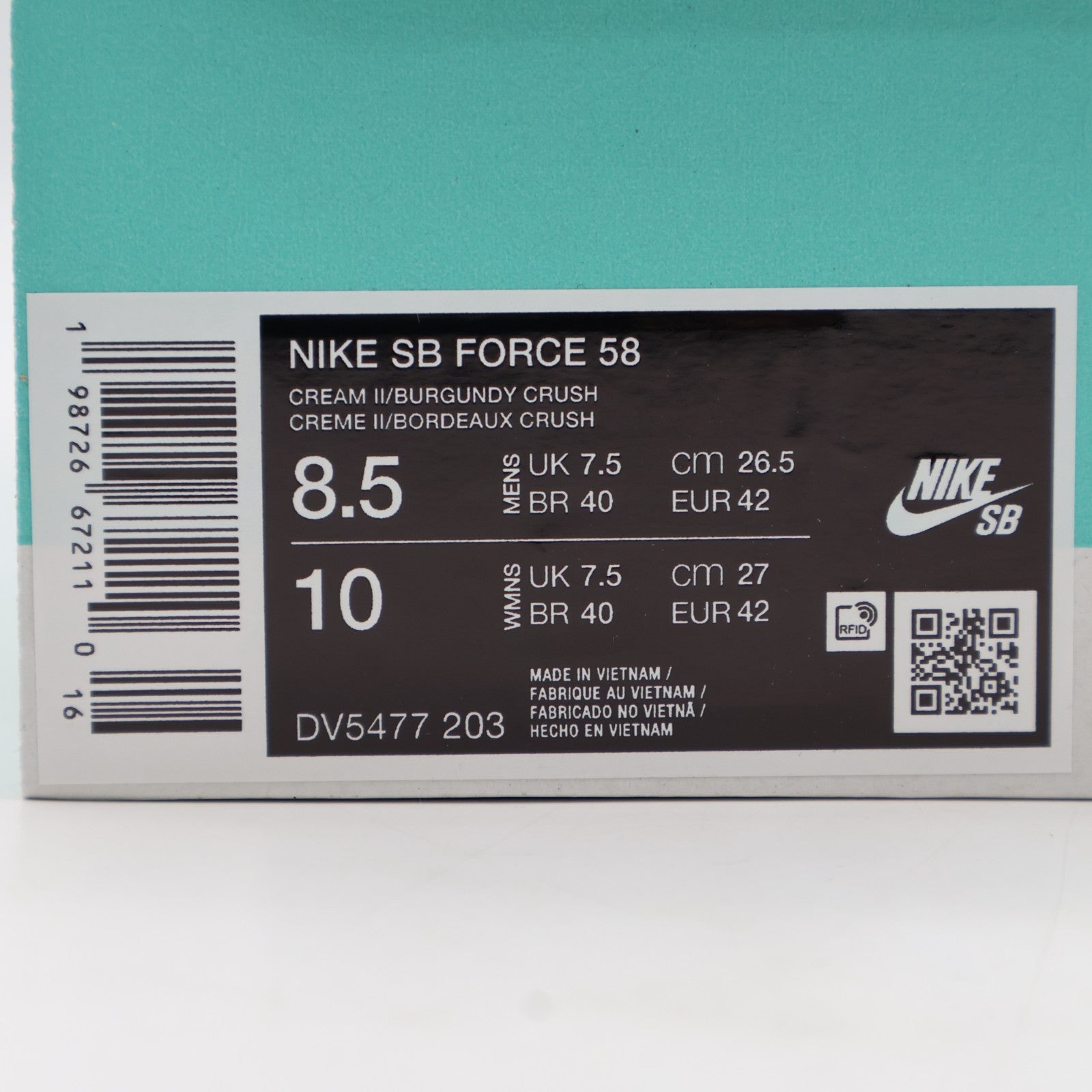 DV5477-203 Nike SB Force 58 Cream 2 Gum Light Brown Phantom Burgundy (Men's)