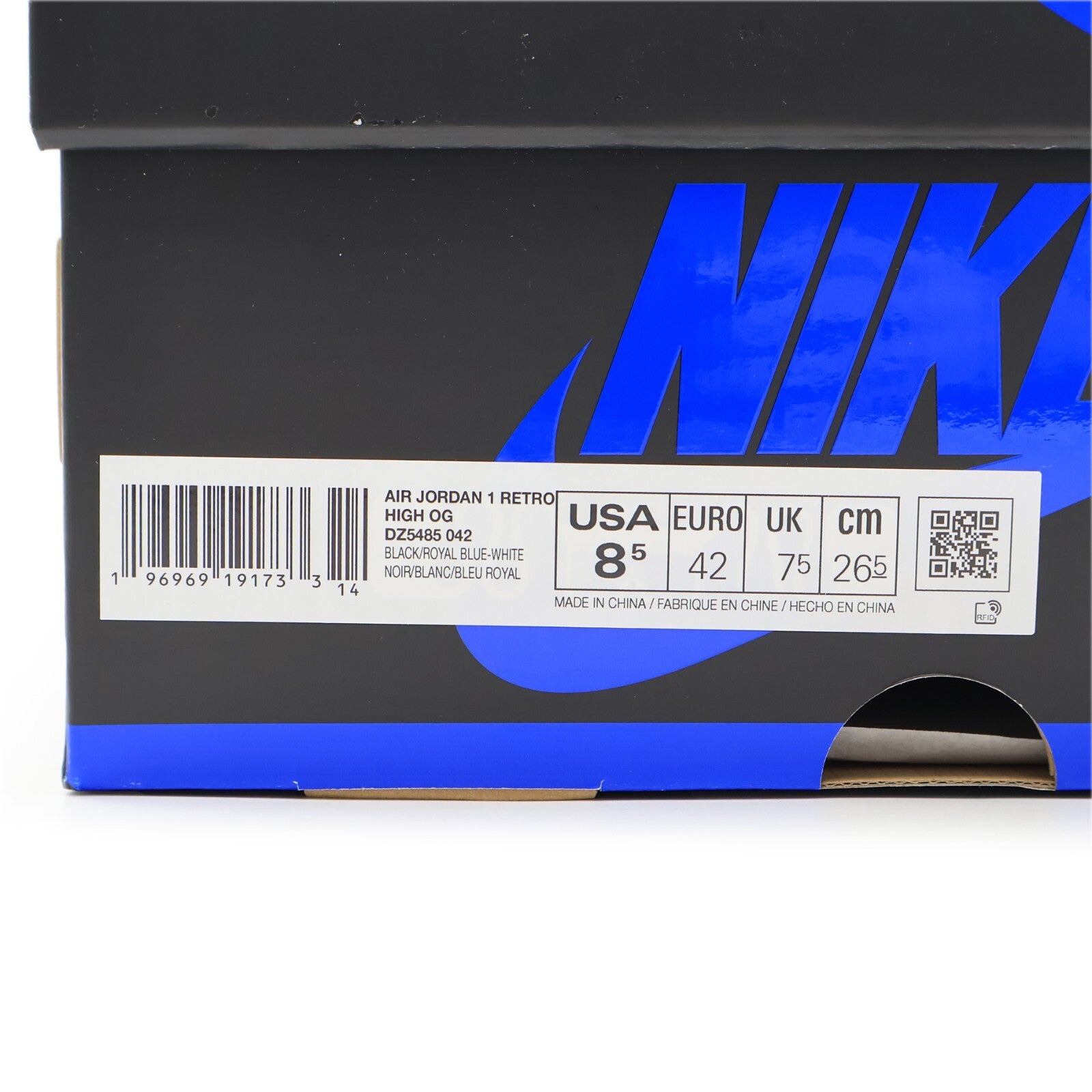 DZ5485-042 Nike Air Jordan 1 Retro High OG Royal Reimagined Black (Men's)