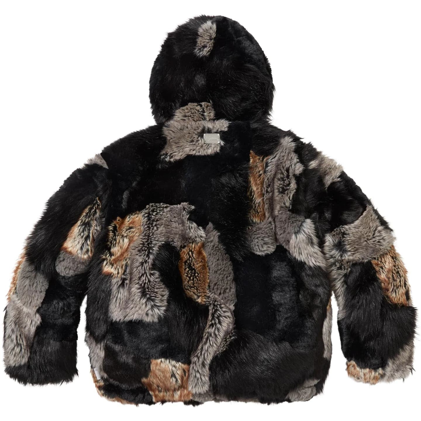Supreme Patchwork WINDSTOPPER Hooded Faux Fur Jacket Black