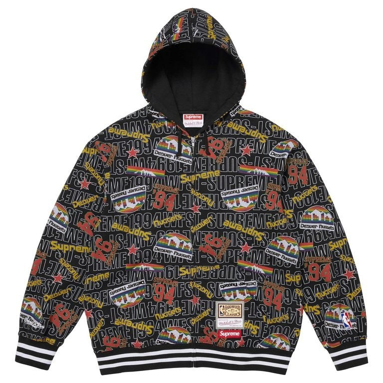 Supreme x Mitchell & Ness Teams Zip Up Hooded Sweatshirt Black