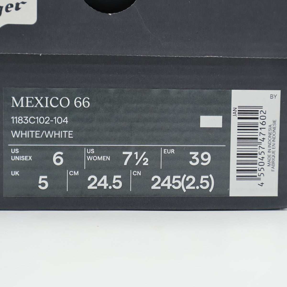 1183C102-104 Onitsuka Tiger Mexico 66 White (Men's)