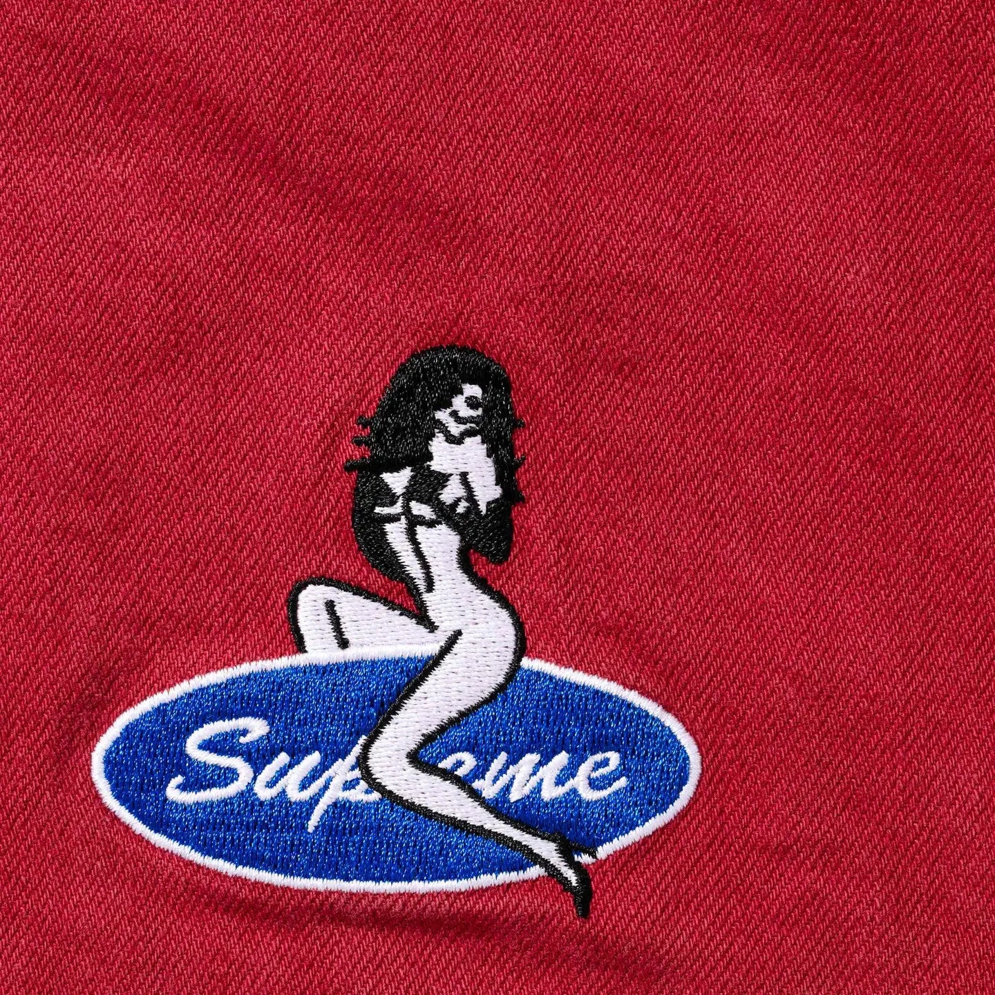 Supreme Quilted Lined Denim Snap Shirt Red
