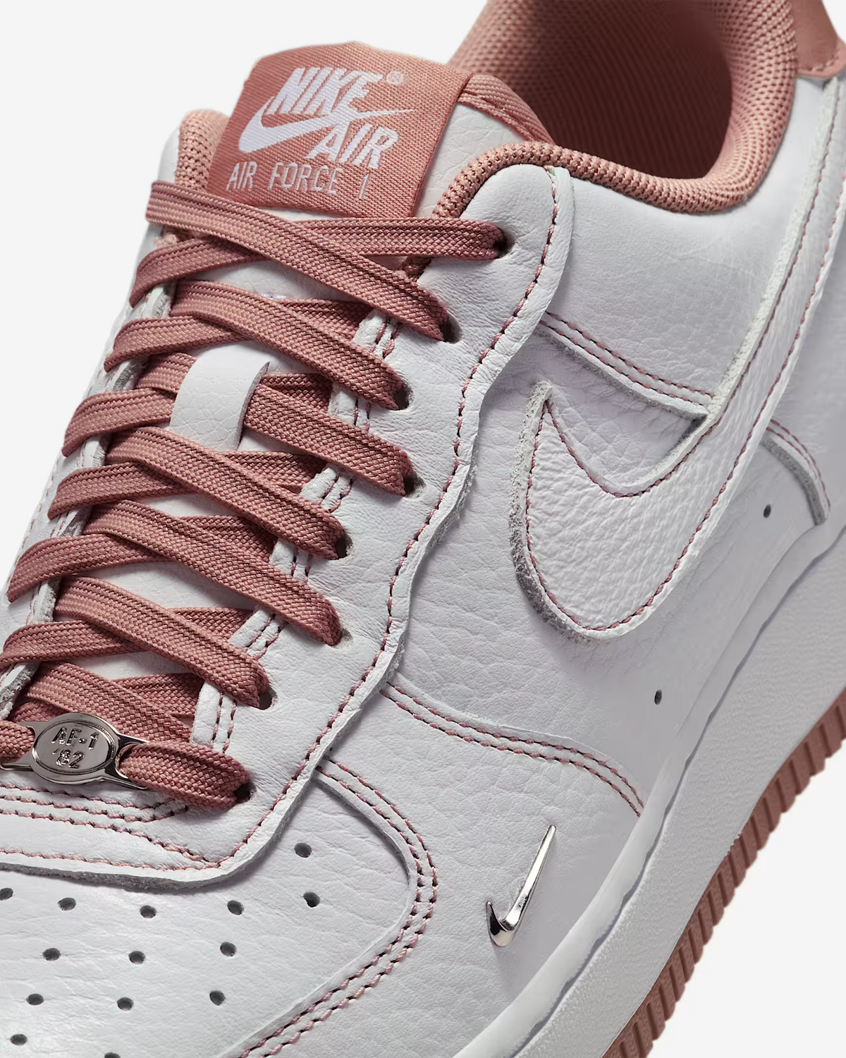 IB6543-100 Nike Air Force 1 Low White Metallic Silver Particle Pink (Women's)