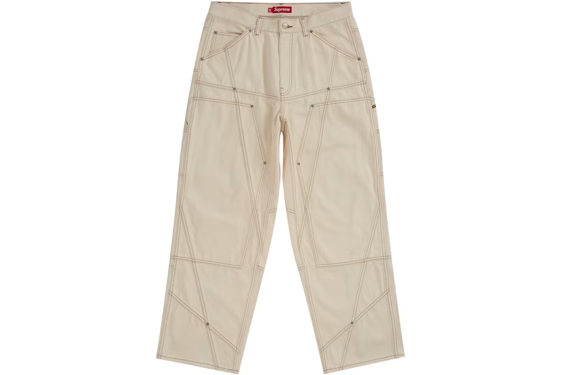 Supreme Contrast Stitch Double Knee Painter Jean Natural