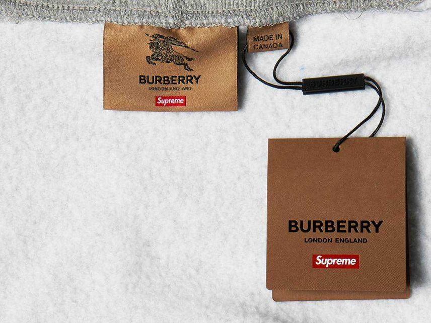 Supreme Burberry Box Logo Hooded Sweatshirt Heather Grey