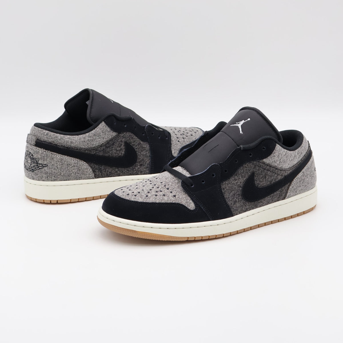 HJ4360-001 Nike Air Jordan 1 Low Dark Black Denim Light Smoke Grey Sail (Men's)