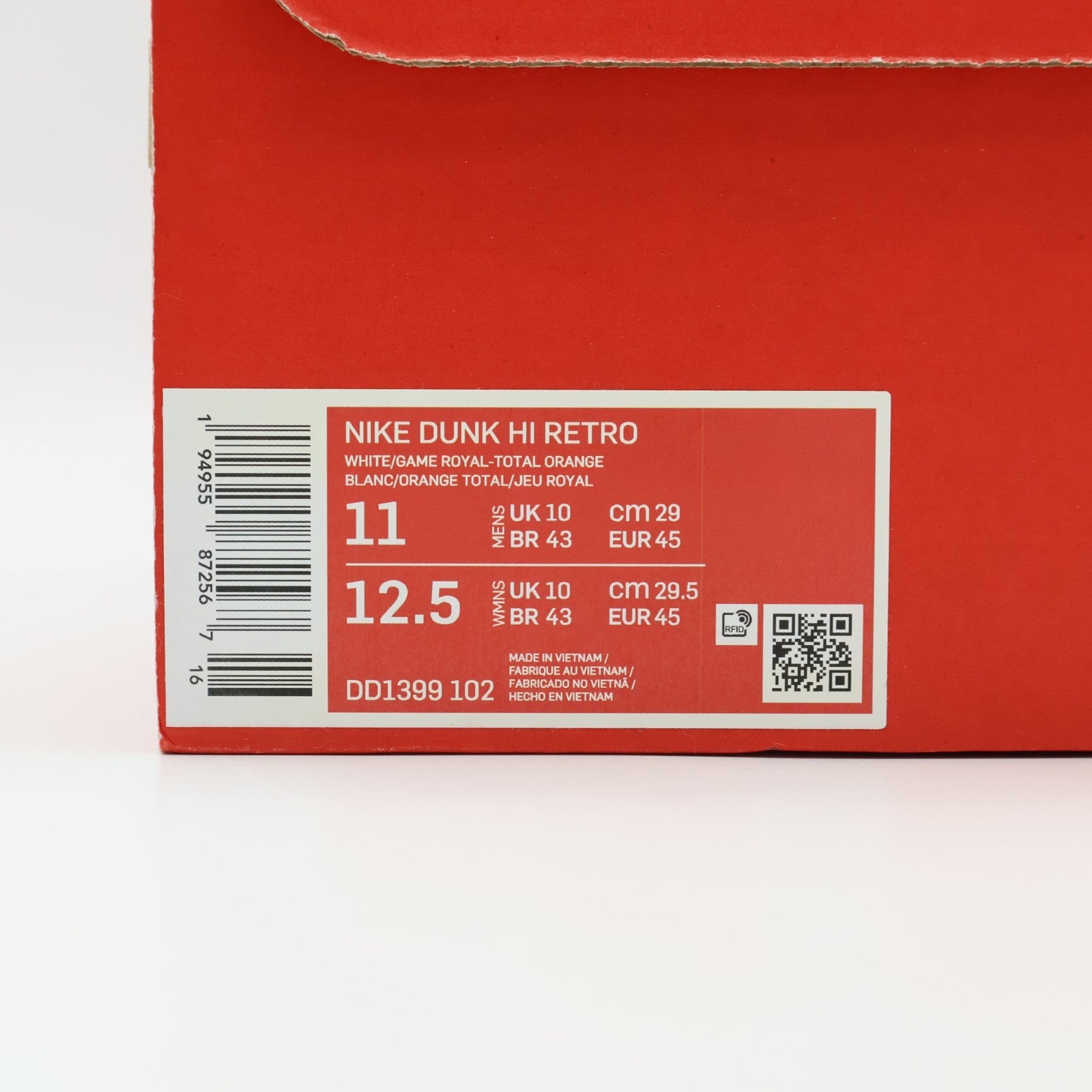 DD1399-102 Nike Dunk Retro High Game Royal Blue White Orange Kentucky (Men's)