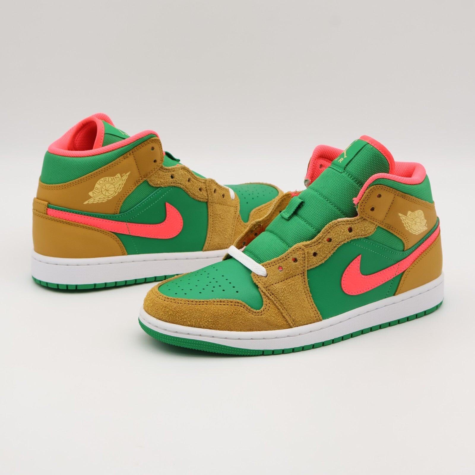 DX4332-700 Nike Air Jordan 1 Mid Wheat Water Melon Chutney Lucky Green (Men's)