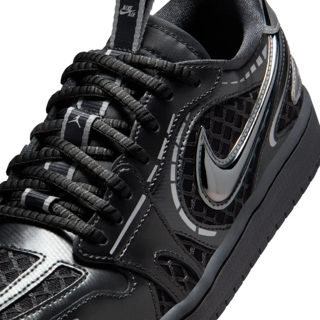 HQ2186-001 Nike Air Jordan 1 Low Method Of Make V3 Black Metallic Silve (Women's