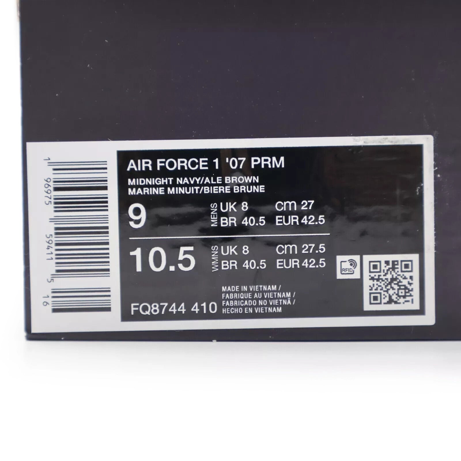 FQ8744-410 Nike Air Force 1 Low â07 PRM Winter Ale Brown and Midnight (Men's)