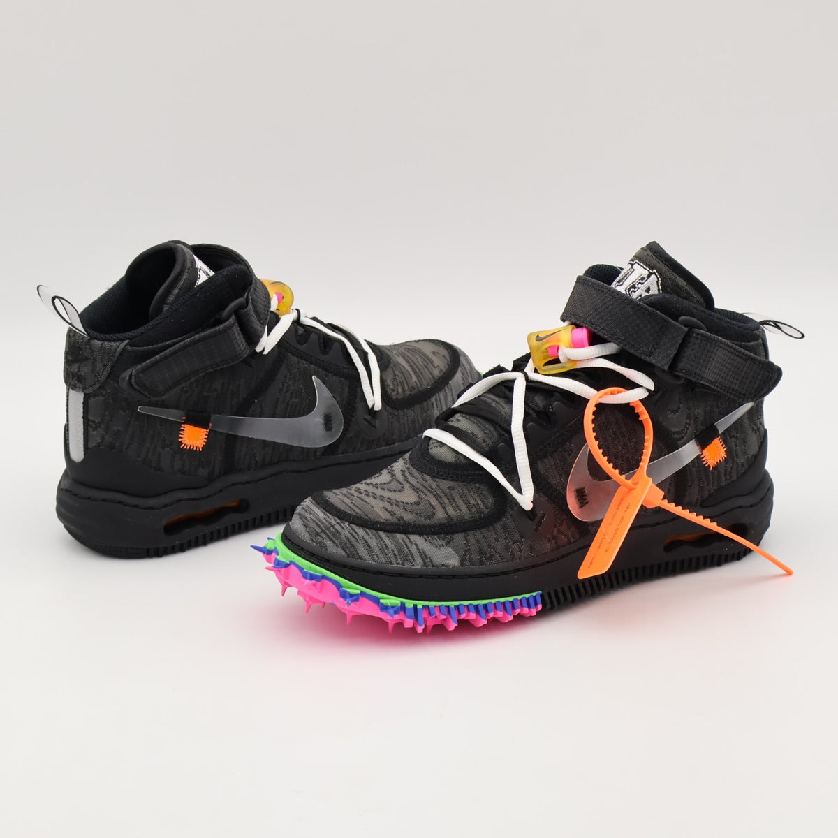 DO6290-001 Off-White Nike Air Force 1 Mid Black Clear Pink Orange Green (Men's)