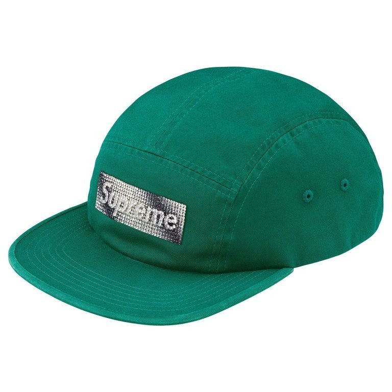 Supreme Rhinestone Label Camp Cap Green