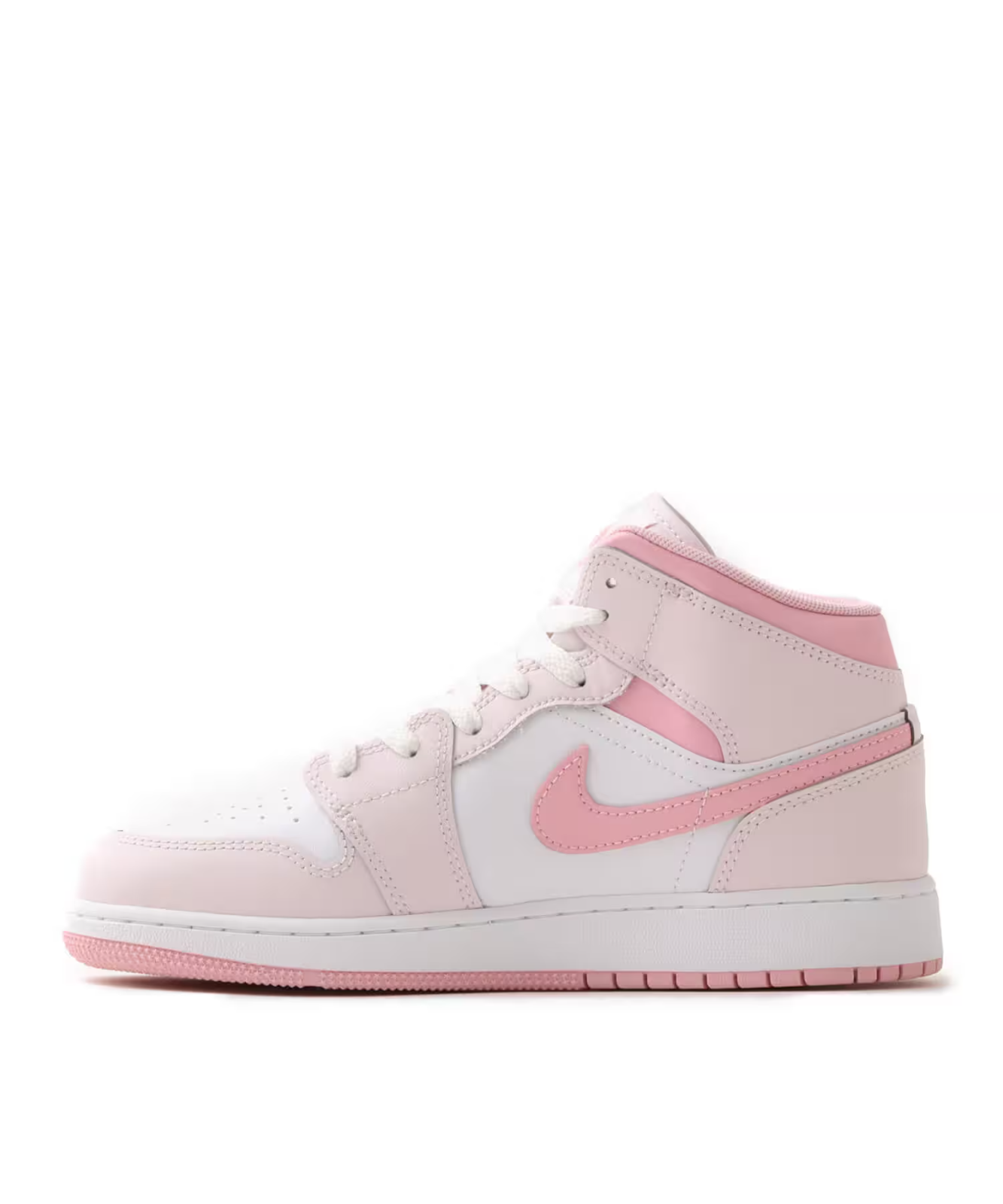 DQ8423-600 Nike GS Air Jordan 1 Mid Pearl Pink White Medium Soft Pink