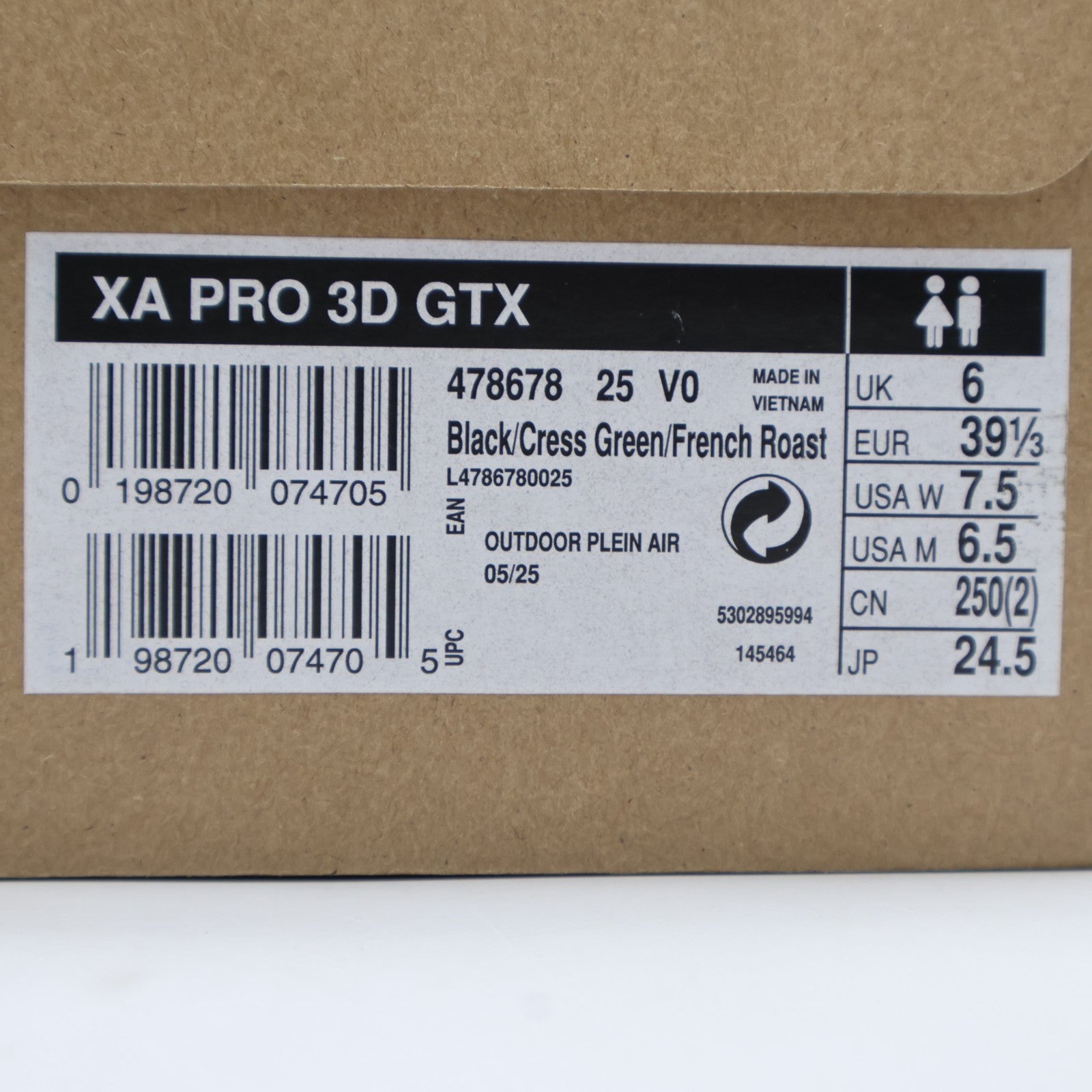 L47867800 Salomon XA Pro 3D GORE-TEX Black Cress Green French Roast (Men's)