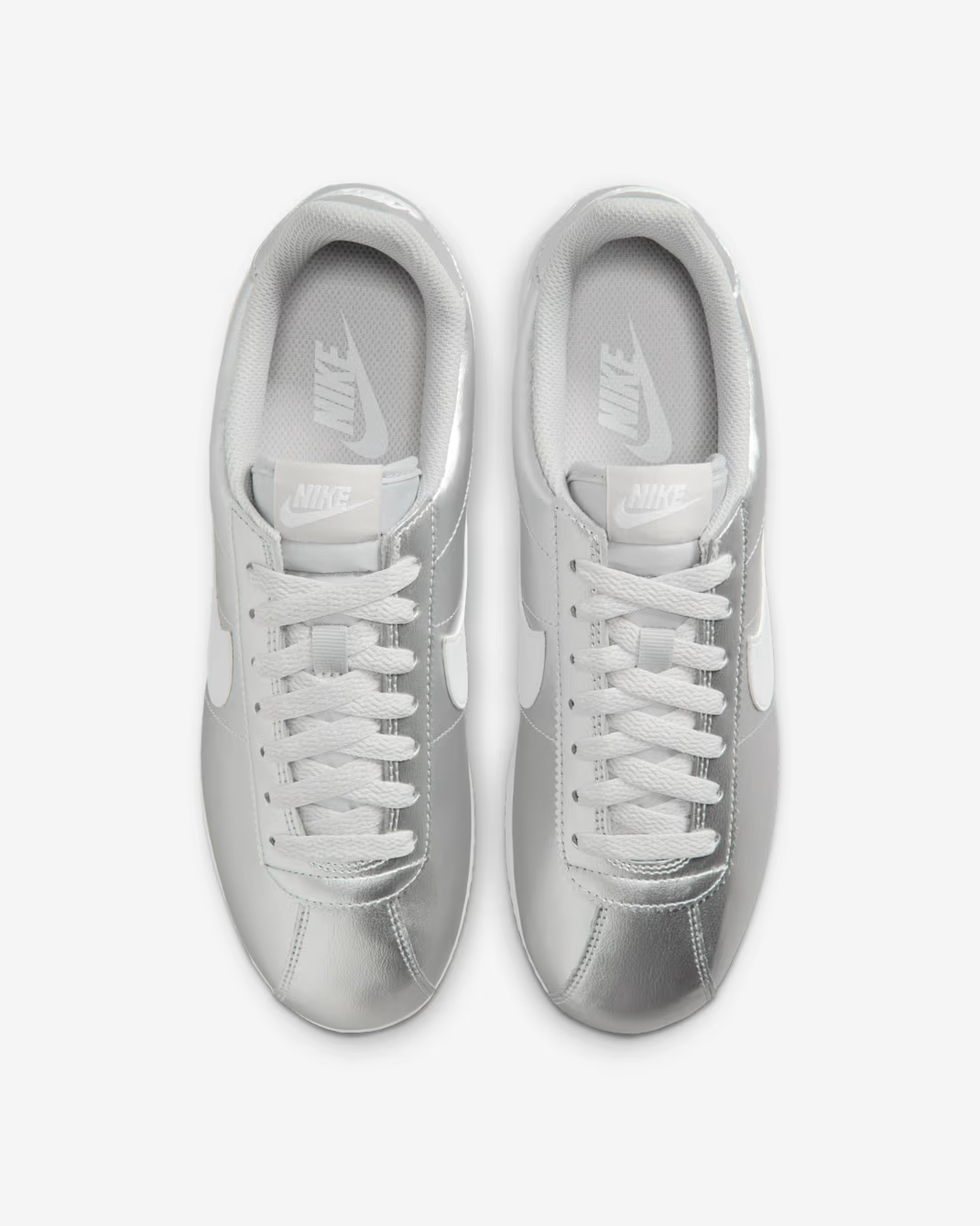 IR0042-001 Nike Cortez Metallic SilverGrey Fog White (Women's)