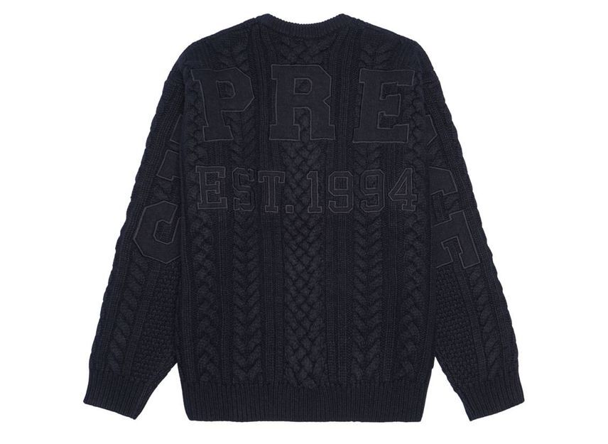 Supreme Applique Cable Knit Sweater Black