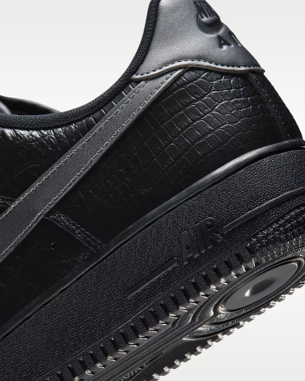 IV6306-010 Nike Air Force 1 Low "Triple Black/Croc" (Men's)