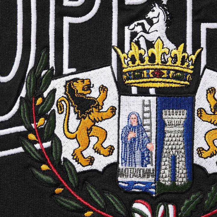 Supreme Crest Applique Half Zip Pullover Black