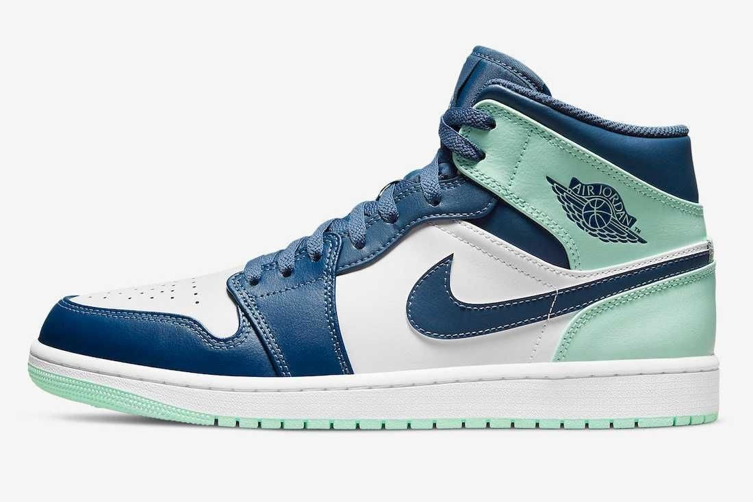 554724-413 Nike Air Jordan 1 Mid "Blue Mint" (Men's)