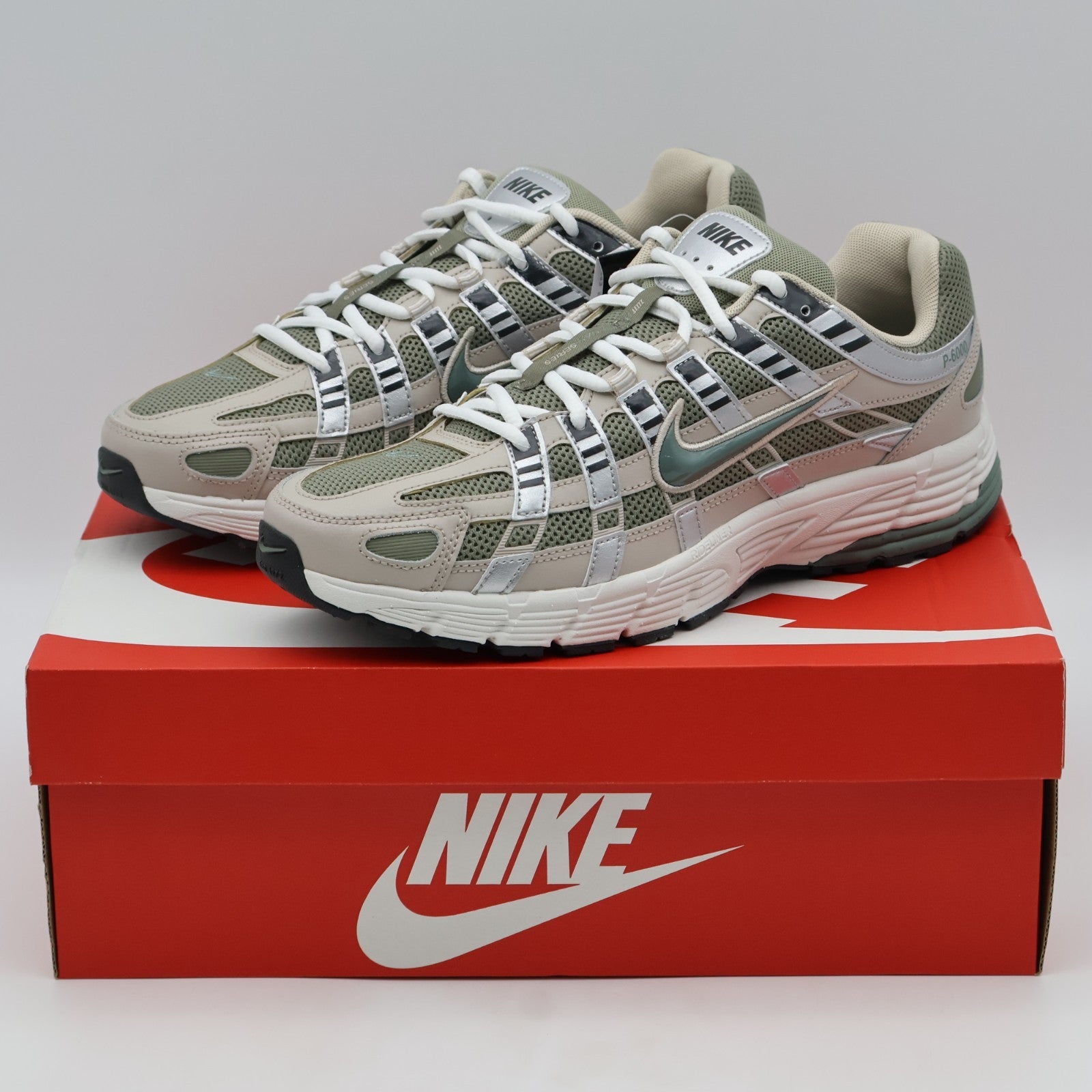 CD6404-203 Nike P-6000 Cream 2 Anthracite Metallic Silver Clay Green (Men's)