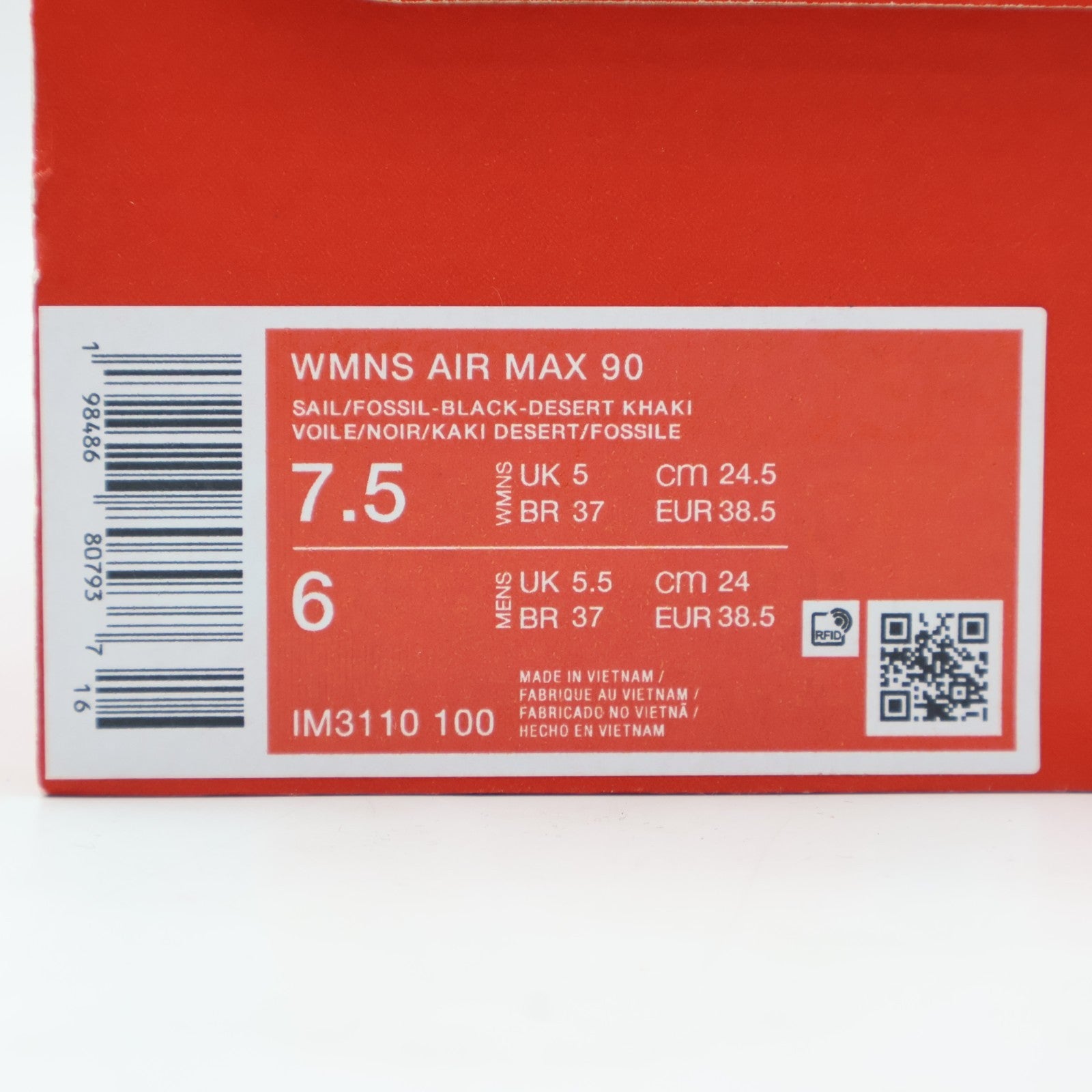 IM3110-100 Nike Air Max 90 Sail Black Desert Khaki Fossil (Women's)